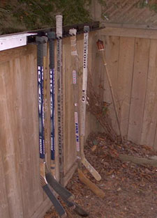 Rink Rack is the solution to safely organize and store hockey sticks at home